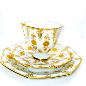 Vintage AK Kaiser West Germany White Tea Cup & Saucer, Dessert Plate - 3 pc set